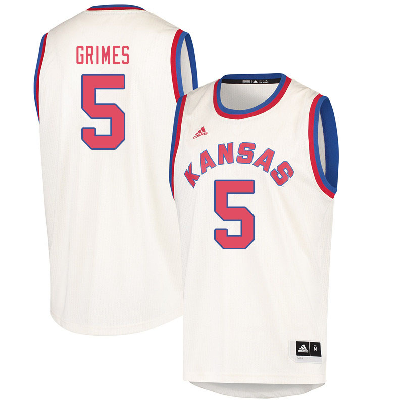 Men #5 Quentin Grimes Kansas Jayhawks College Basketball Jerseys Sale-Cream